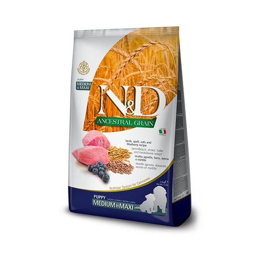 N&D Ancestral grain Dog Agnello e mirtillo Puppy Medium maxi - FARMINA - 64826455949690