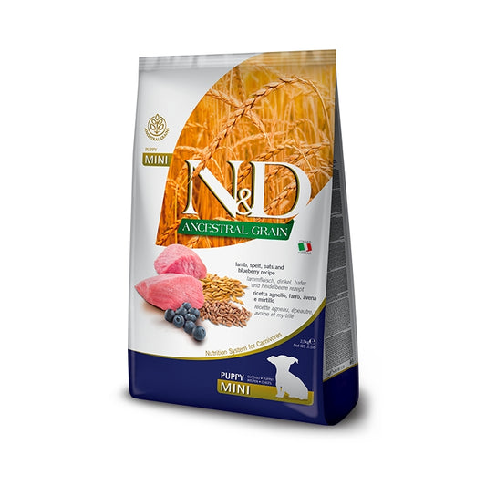 N&D Ancestral grain Dog Agnello e mirtilli Puppy Mini - FARMINA - 64826454606202