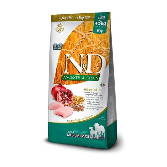 N&D Ancestral grain Dog Selection Pollo e melograno Adult Medium maxi - FARMINA - 64826465681786