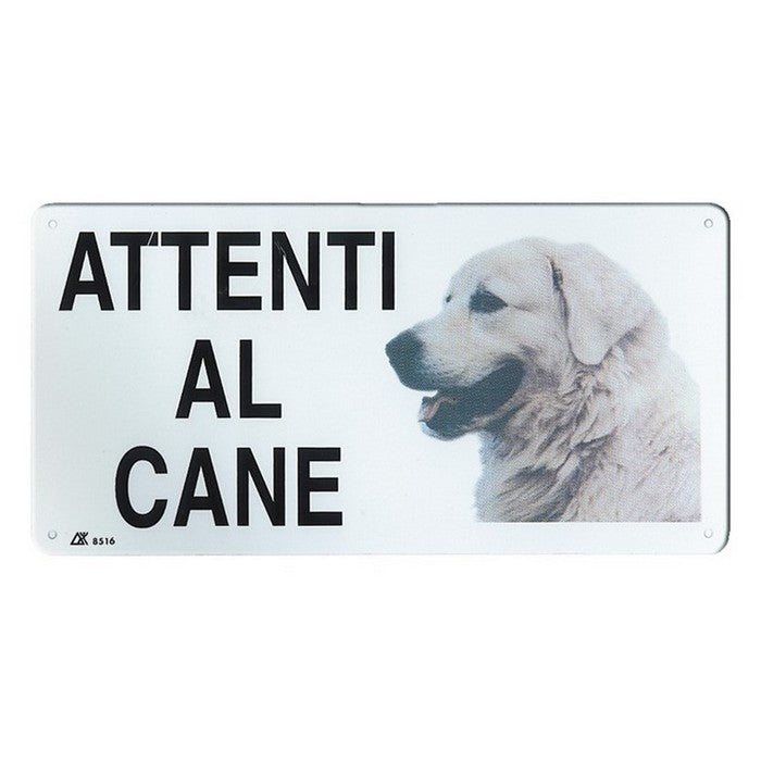 Targa in metallo attenti al cane 20x10 cm