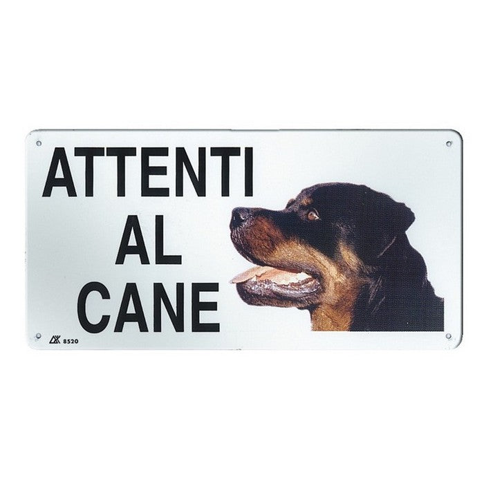 Targa in metallo attenti al cane 20x10 cm