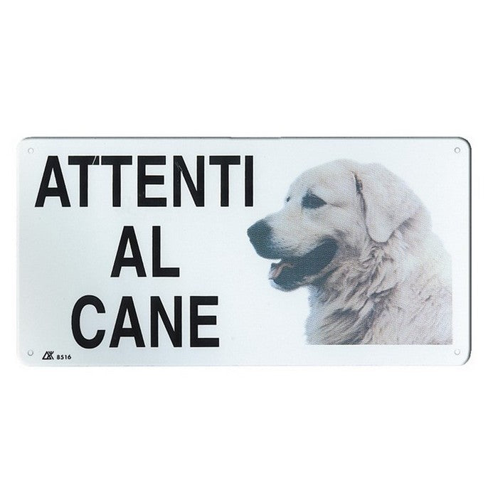 Targa in metallo attenti al cane 20x10 cm
