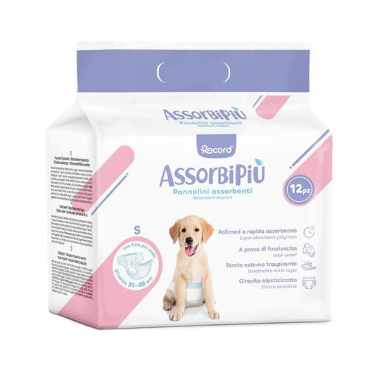 Pannolini assorbenti per cani con fascia elastica 12 pezzi - Assorbipiù - RECORD - 64428669960570