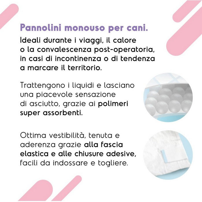 Pannolini assorbenti per cani con fascia elastica 12 pezzi - Assorbipiù - RECORD - 64428670091642