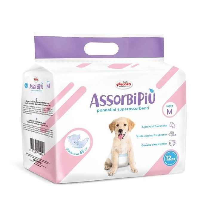 Pannolini assorbenti per cani con fascia elastica 12 pezzi - Assorbipiù - RECORD - 64428963234170
