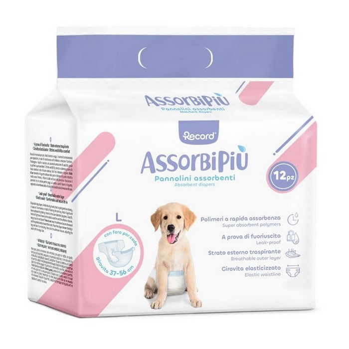 Pannolini assorbenti per cani con fascia elastica 12 pezzi - Assorbipiù - RECORD - 64428673630586
