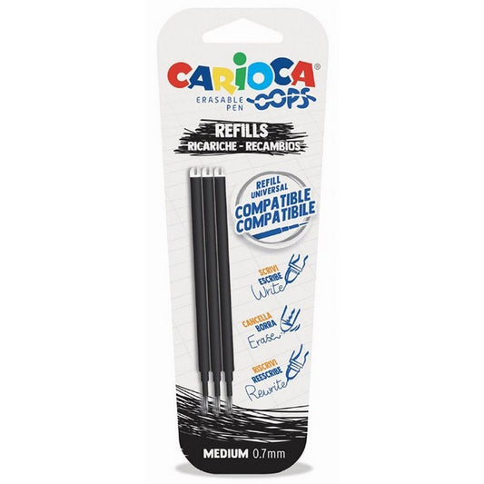 Carioca ricarica per biro cancellabili Oops - nero - INGRO CART - 