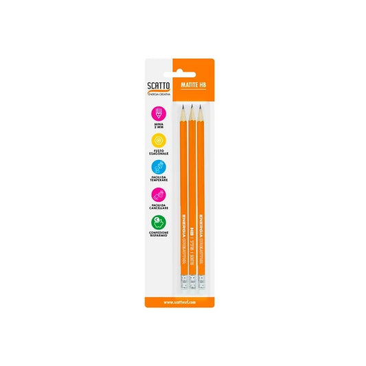 Set 3 matite HB con gomma - SCATTO ENERGIA CREATIVA - 34277965562072