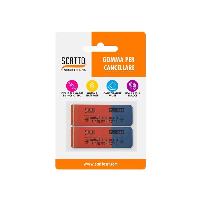 Confezione 2 gomme per cancellare blu e rosse - SCATTO ENERGIA CREATIVA - 34277974507736