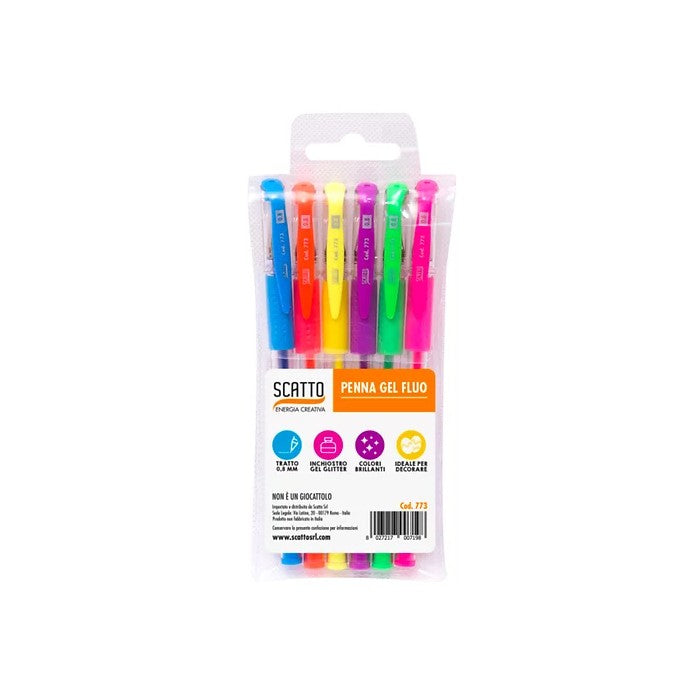 Set 6 penne gel colori fluo - SCATTO ENERGIA CREATIVA - 34277980405976