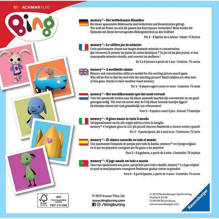Memory Bing gioco da tavolo