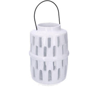 Lanterna portacandela in ceramica bianca