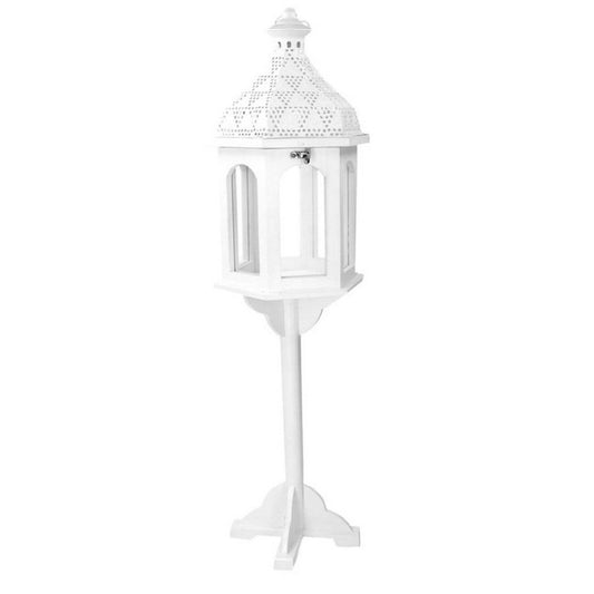 Lanterna in legno bianco esagonale con piedistallo - VACCHETTI GIUSEPPE - 34274496381144