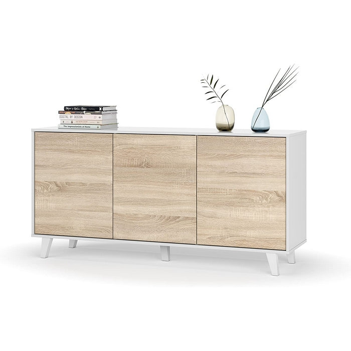Credenza 3 ante bianco e rovere - Zaiken