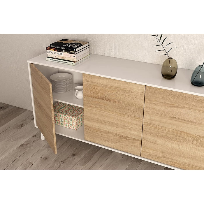 Credenza 3 ante bianco e rovere - Zaiken