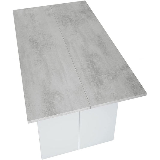 Tavolo console salvaspazio a libro bianco e cemento - FORES - 34266339541208