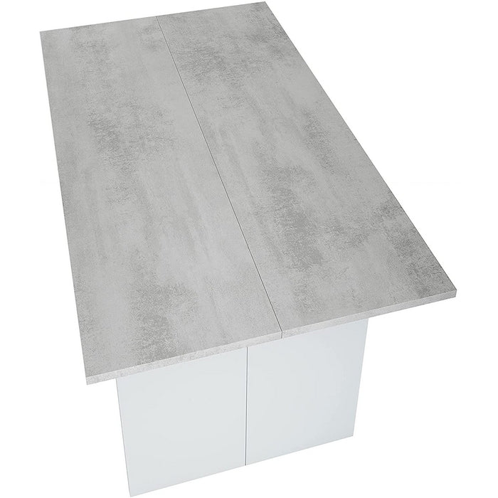 Tavolo console salvaspazio a libro bianco e cemento - FORES - 34270048977112