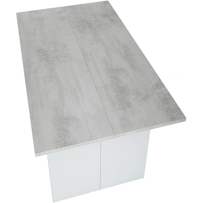 Tavolo console salvaspazio a libro bianco e cemento