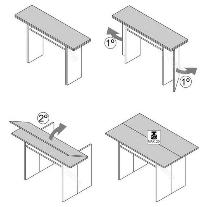Tavolo console salvaspazio a libro bianco e cemento - FORES - 34280020246744