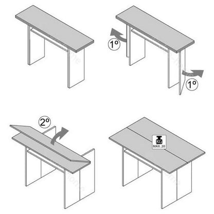 Tavolo console salvaspazio a libro bianco e cemento