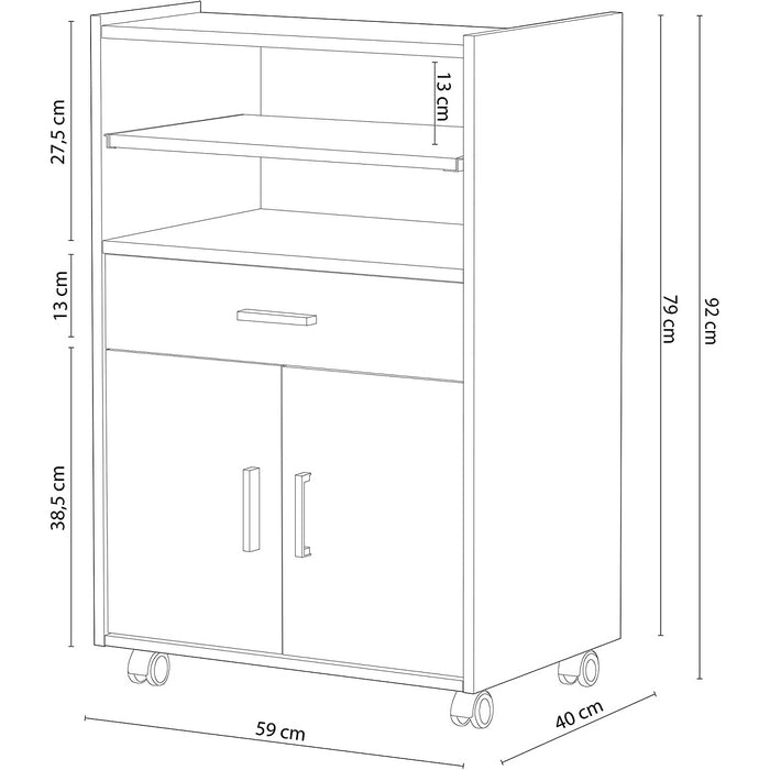 Mobile microonde con cassetto e ruote