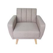 Poltrona in tessuto con gambe in legno e schienale reclinabile - Mabel