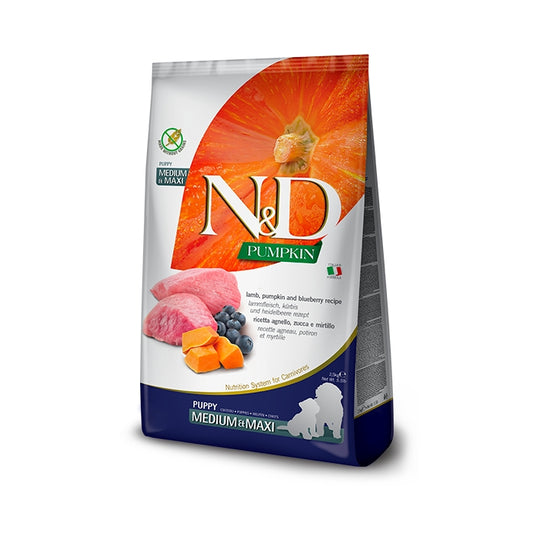 N&D Pumpkin Dog Agnello, zucca e mirtillo, Puppy Medium Maxi - FARMINA - 64826500907386