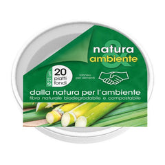 Piatti fondi biodegradabili - 20 pezzi