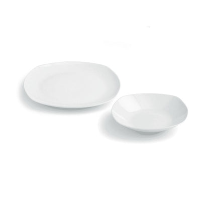 Servizio 12 piatti quadrati in porcellana bianca - Splendor