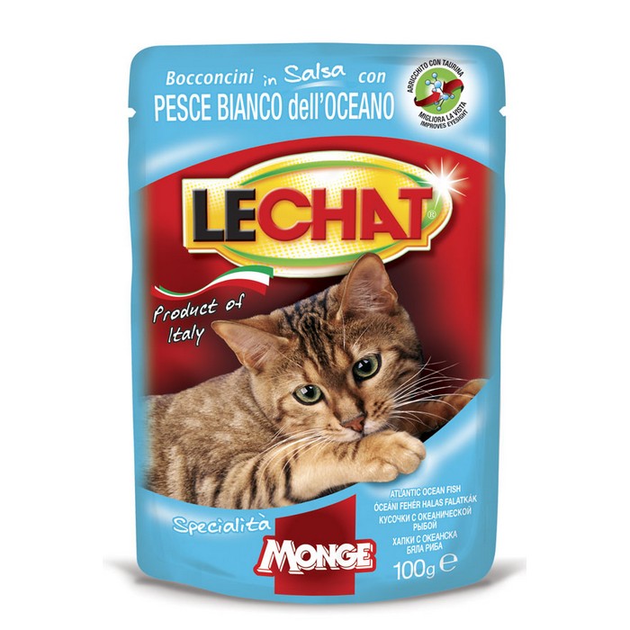 LeChat Adult Bocconcini con Pesce Bianco dell’Oceano 100g - MONGE - 34289780130008