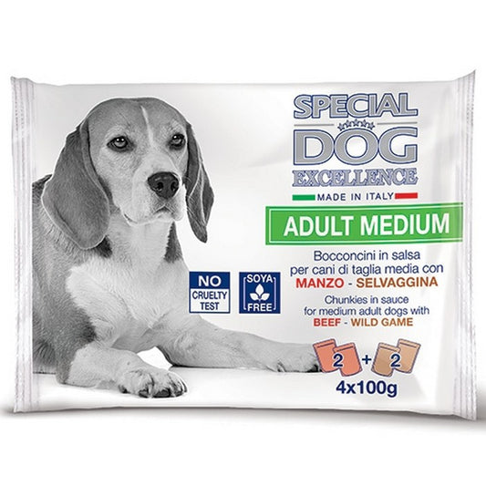 Special Dog Excellence Multipack Buste Adult Medium - Manzo e Selvaggina 4x100 g - MONGE - 