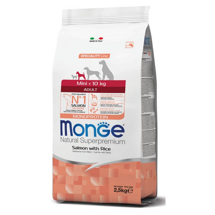 Monge Natural Superpremium Mini Adult Monoprotein Salmone con Riso - MONGE - 34515992281304