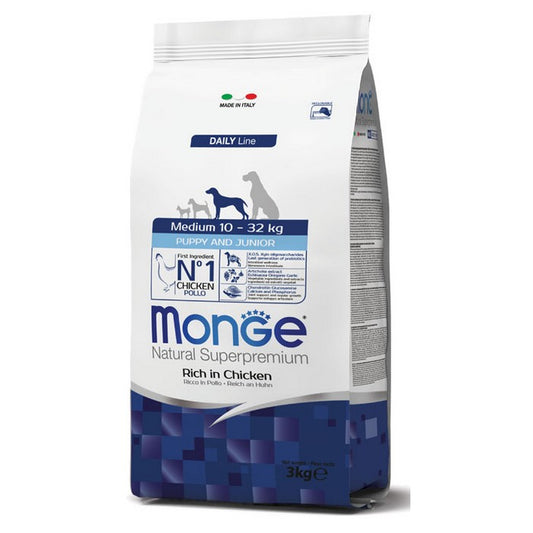 Monge Natural Superpremium Medium Puppy & Junior Ricco in Pollo - MONGE - 34289987158232