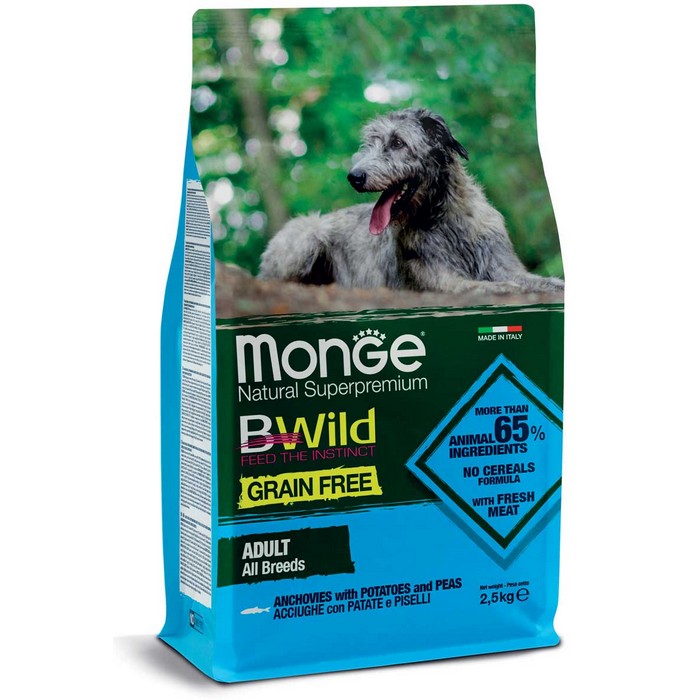 Monge BWild Grain Free  All Breeds Adult Acciughe con patate e piselli - MONGE - 34317781827800
