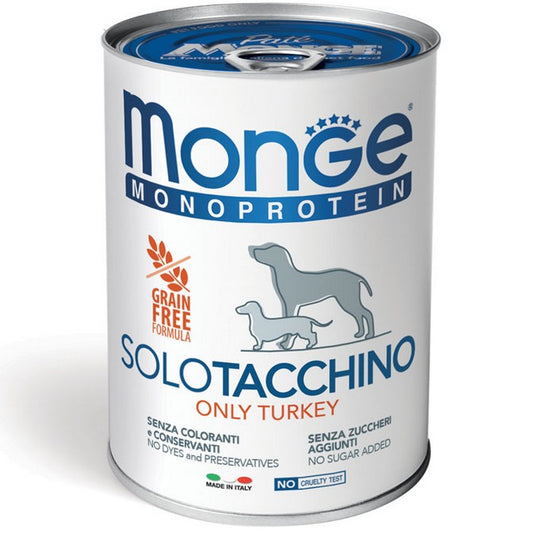 Monge Monoprotein Paté Solo Tacchino 400g - MONGE - 34289899274456