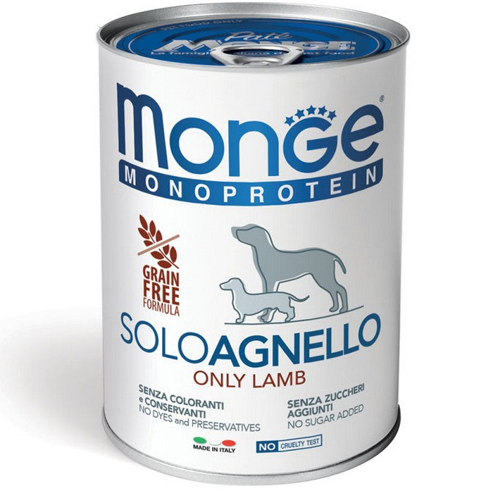 Monge Monoprotein Paté Solo Agnello 400g - MONGE - 34317863354584