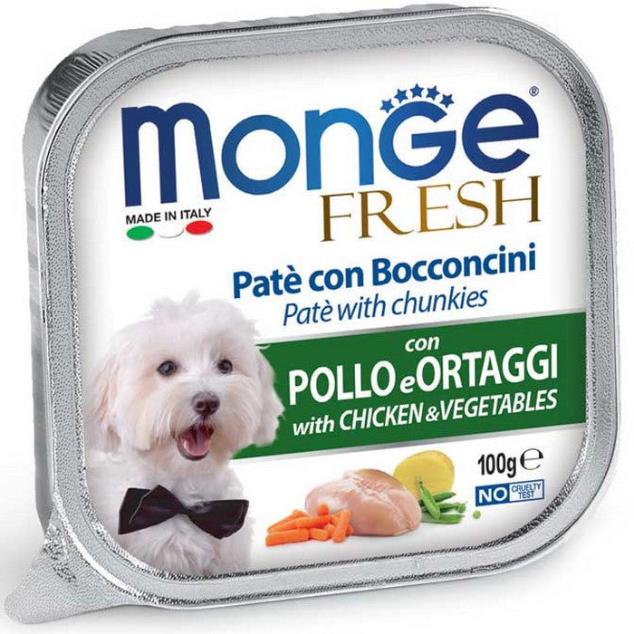 Monge Fresh Paté e Bocconcini con Pollo e Verdure 100g - MONGE - 34316919767256