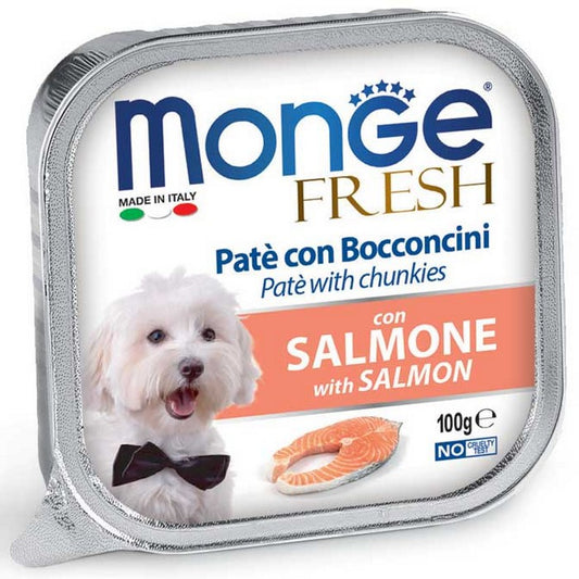 Monge Fresh Paté e Bocconcini con Salmone 100g - MONGE - 34289850450136