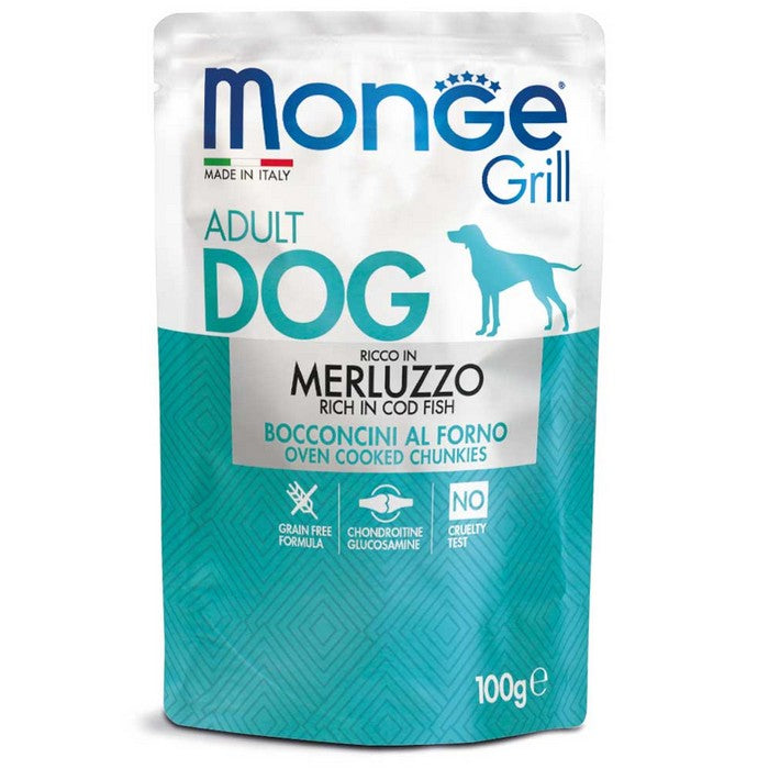 Monge Grill Bocconcini - Ricco in Merluzzo - Adult 100g - MONGE - 34317893959896