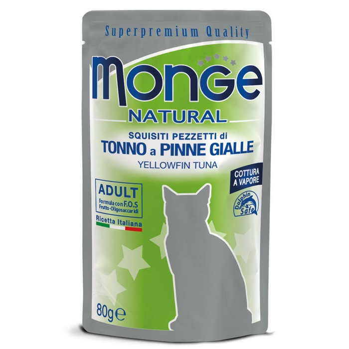 Monge Natural Gatto Pezzetti di Tonno a pinne gialle - Adult 80g - MONGE - 34317907263704