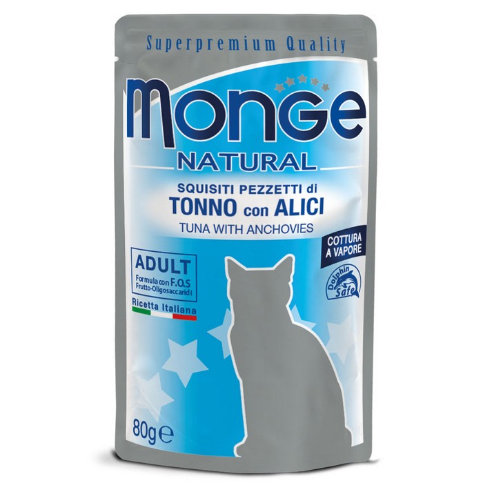 Monge Natural Gatto Pezzetti di Tonno con Alici - Adult 80g - MONGE - 34289919983832