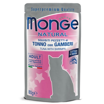 Monge Natural Gatto Pezzetti di Tonno con Gamberi - Adult 80g