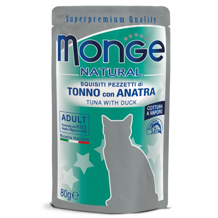 Monge Natural Gatto Pezzetti di Tonno con Anatra - Adult 80g - MONGE - 34289921130712
