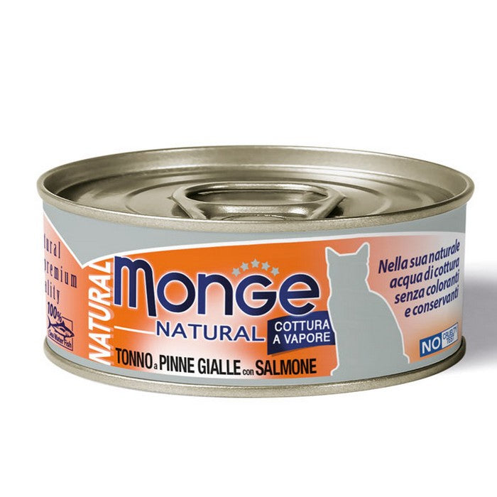 Monge Natural Gatto Pezzetti di Tonno a pinne gialle con Salmone - Adult 80g - MONGE - 34317959135448