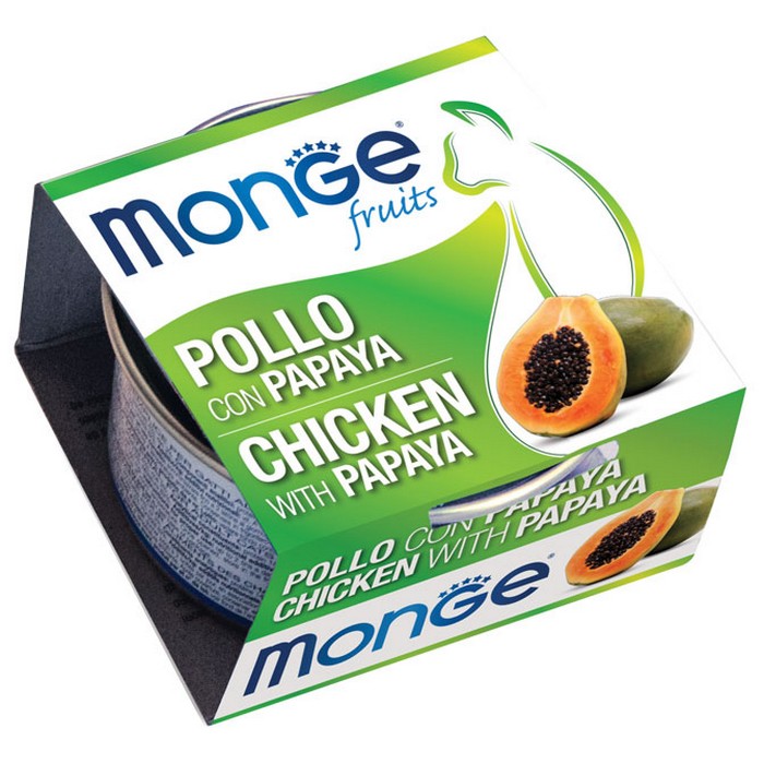 Monge Fruits Gatto Pezzetti di Pollo con Papaya - Adult 80g - MONGE - 34317968179416
