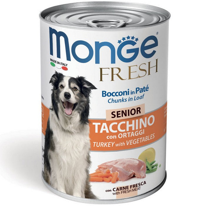 Monge Fresh Bocconi in Paté Tacchino con Ortaggi - Senior 400g - MONGE - 34316951060696