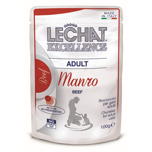 LeChat Excellence Adult Bocconcini con Manzo 100g - MONGE - 34289789403352