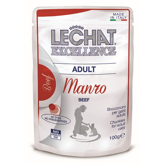 LeChat Excellence Adult Bocconcini con Manzo 100g - MONGE - 34289789403352