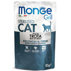 Monge Grill Gatto Bocconcini in Jelly - Ricco in Trota - Sterilised 85g