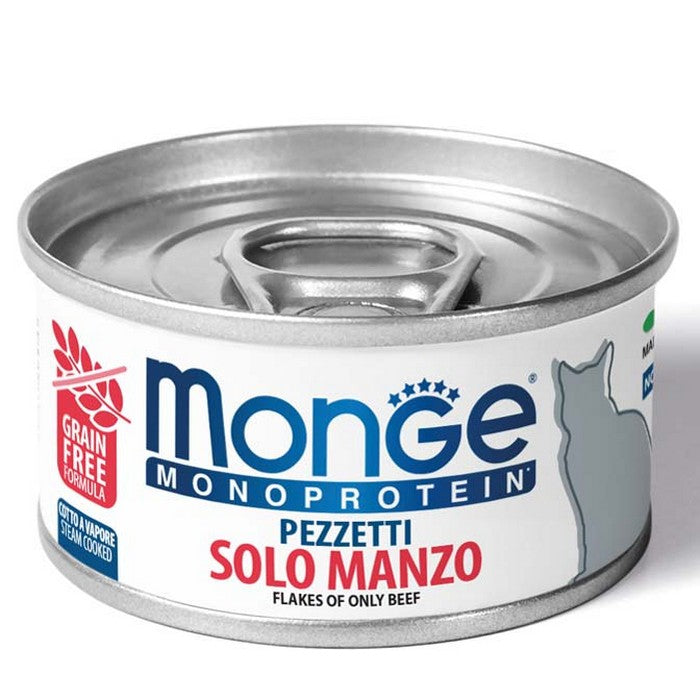 Monge Monoprotein Gatto Pezzetti Solo Manzo 80g - MONGE - 34318122680536